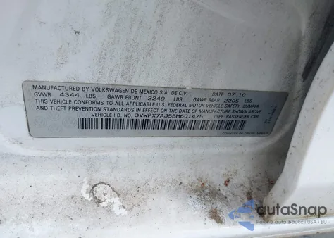 2011 Volkswagen Jetta Sportwagen 2.5L S z USA, uszkodzony, nr VIN 3VWPX7AJ5BM601475